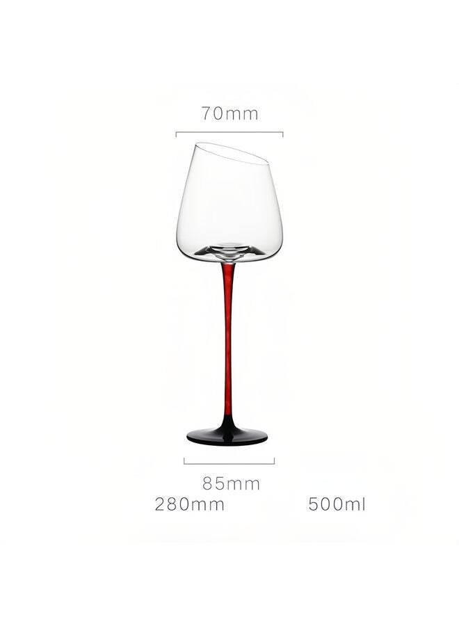 LAMAY Modern Slanted Red Wine Glasses Set of 2. Elegant Hand-Blown Long Stem Wine glasses with Unique Concave Base, Premium Crystal Glassware,for Wedding,Wine Tasting, Anniversary,and Christm - Image 2